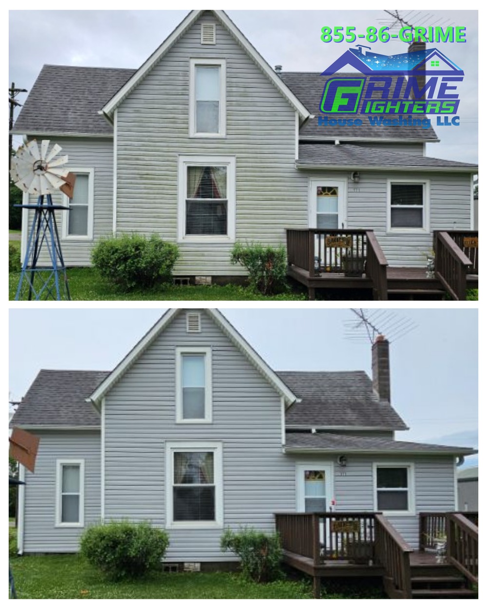 Stewartsville, MO House Washing Transformation by Grime Fighters House